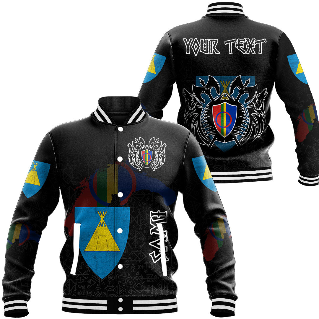 (Custom) Viking - Sami Flag and Map Baseball Jackets style Viking Geri and Freki RLT12 - Wonder Print Shop