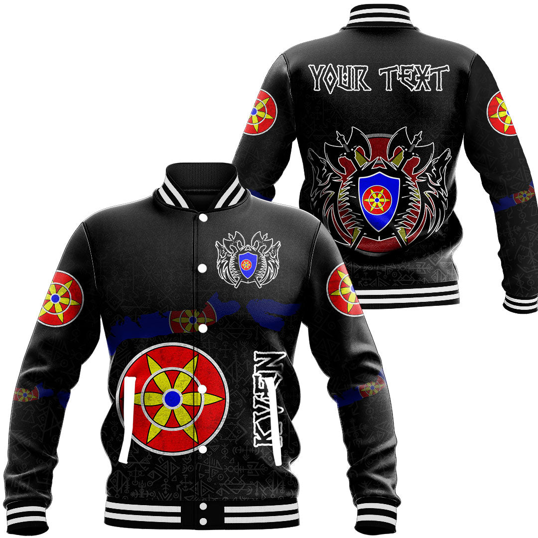(Custom) Viking - Kven Flag and Map Baseball Jackets style Viking Geri and Freki RLT12 - Wonder Print Shop