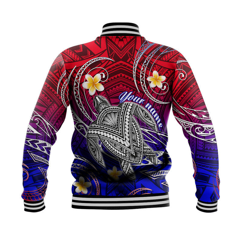 Custom Personalised Hawaii Baseball Jacket Hawaiian Turtle Plumeria Mixed Polynesian Style LT9 - Wonder Print Shop