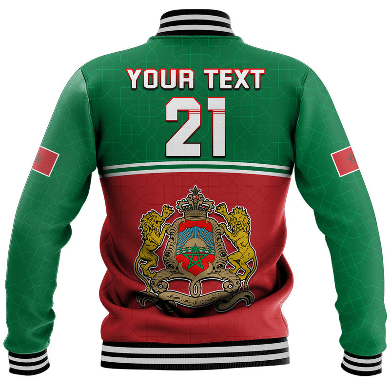 (Custom Personalised) Morocco Football Geometric Halftone Pattern Baseball Jacket LT9 - Wonder Print Shop