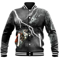 (Custom) Wonder Print Shop - Ragnarok Baseball Jacket Odin fight Fenrir on thunder background RLT12 - Wonder Print Shop