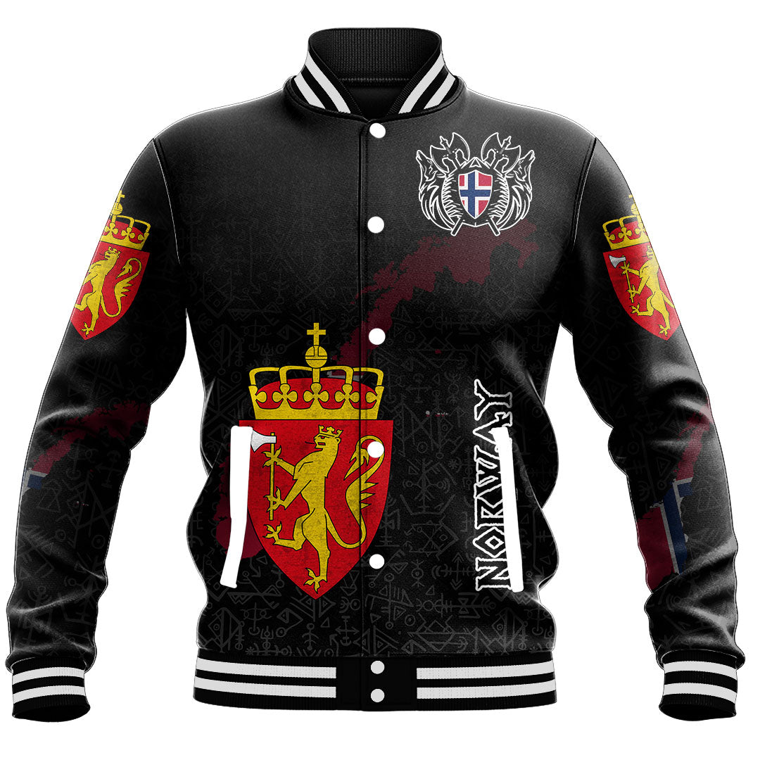 (Custom) Viking - Norway Flag and Map Baseball Jackets style Viking Geri and Freki RLT12 - Wonder Print Shop