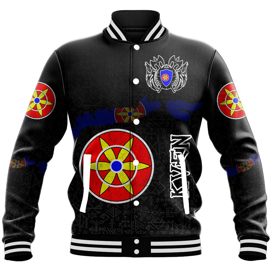 (Custom) Viking - Kven Flag and Map Baseball Jackets style Viking Geri and Freki RLT12 - Wonder Print Shop