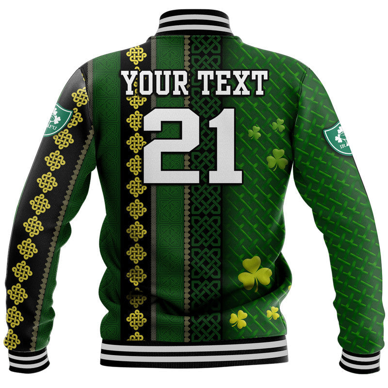 (Custom Personalised) Ireland Celtic Knot Rugby Baseball Jacket Irish Gold and Green Pattern LT9 - Wonder Print Shop