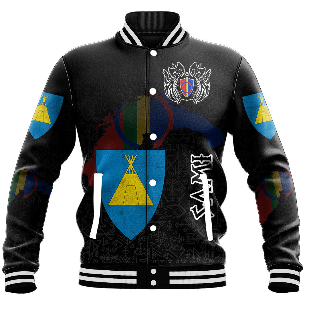 (Custom) Viking - Sami Flag and Map Baseball Jackets style Viking Geri and Freki RLT12 - Wonder Print Shop