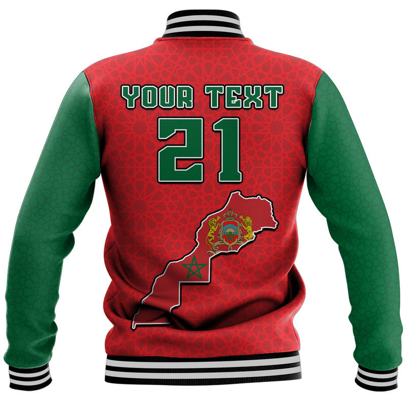 (Custom Personalised) Morocco Football Mixed Flag Map Style Baseball Jacket LT9 - Wonder Print Shop