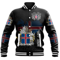 (Custom) Viking - Iceland Flag and Map Baseball Jackets style Viking Geri and Freki RLT12 - Wonder Print Shop
