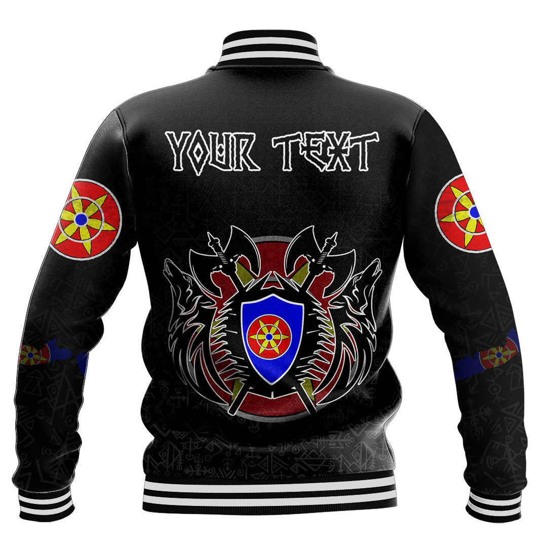 (Custom) Viking - Kven Flag and Map Baseball Jackets style Viking Geri and Freki RLT12 - Wonder Print Shop