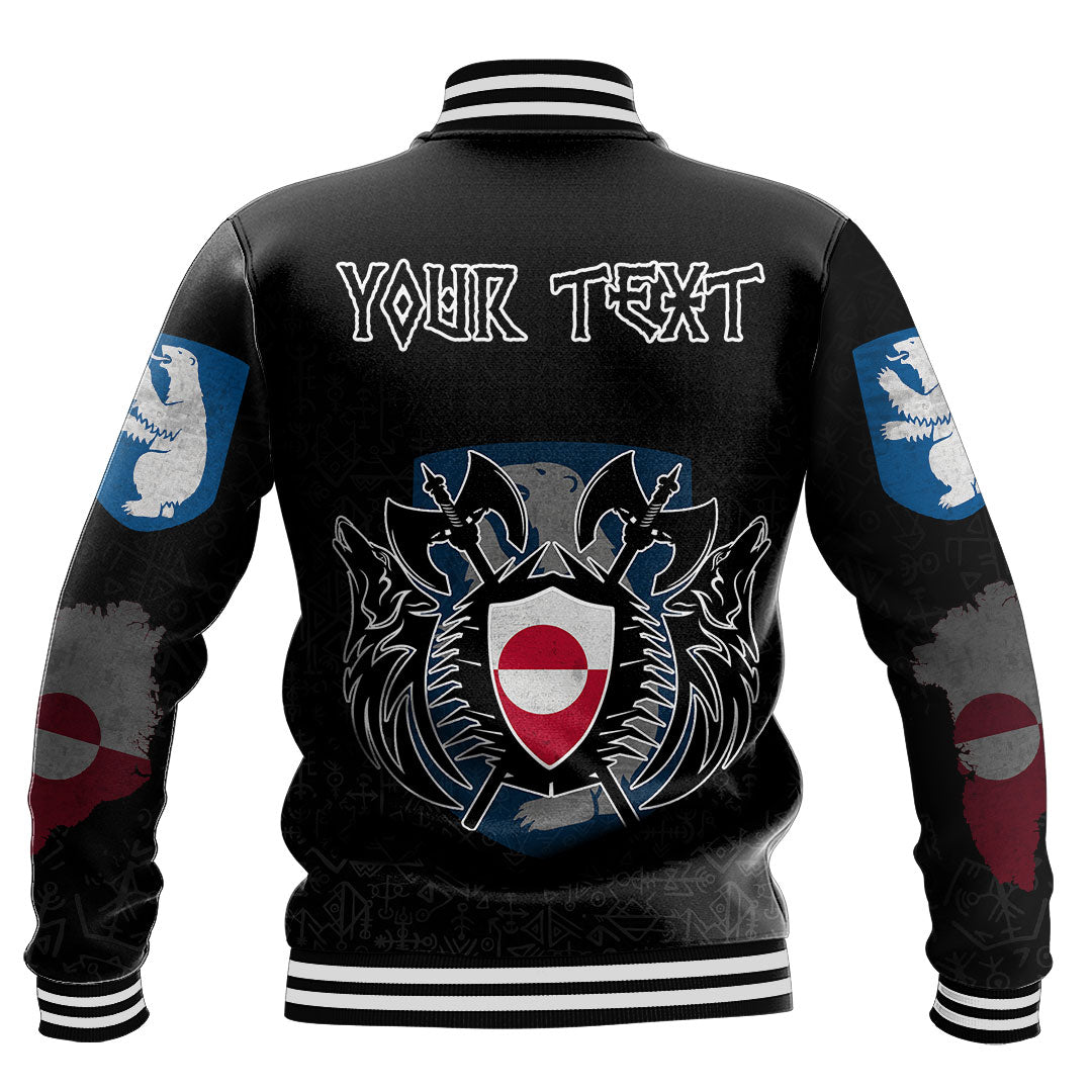 (Custom) Viking - Greenland Flag and Map Baseball Jackets style Viking Geri and Freki RLT12 - Wonder Print Shop