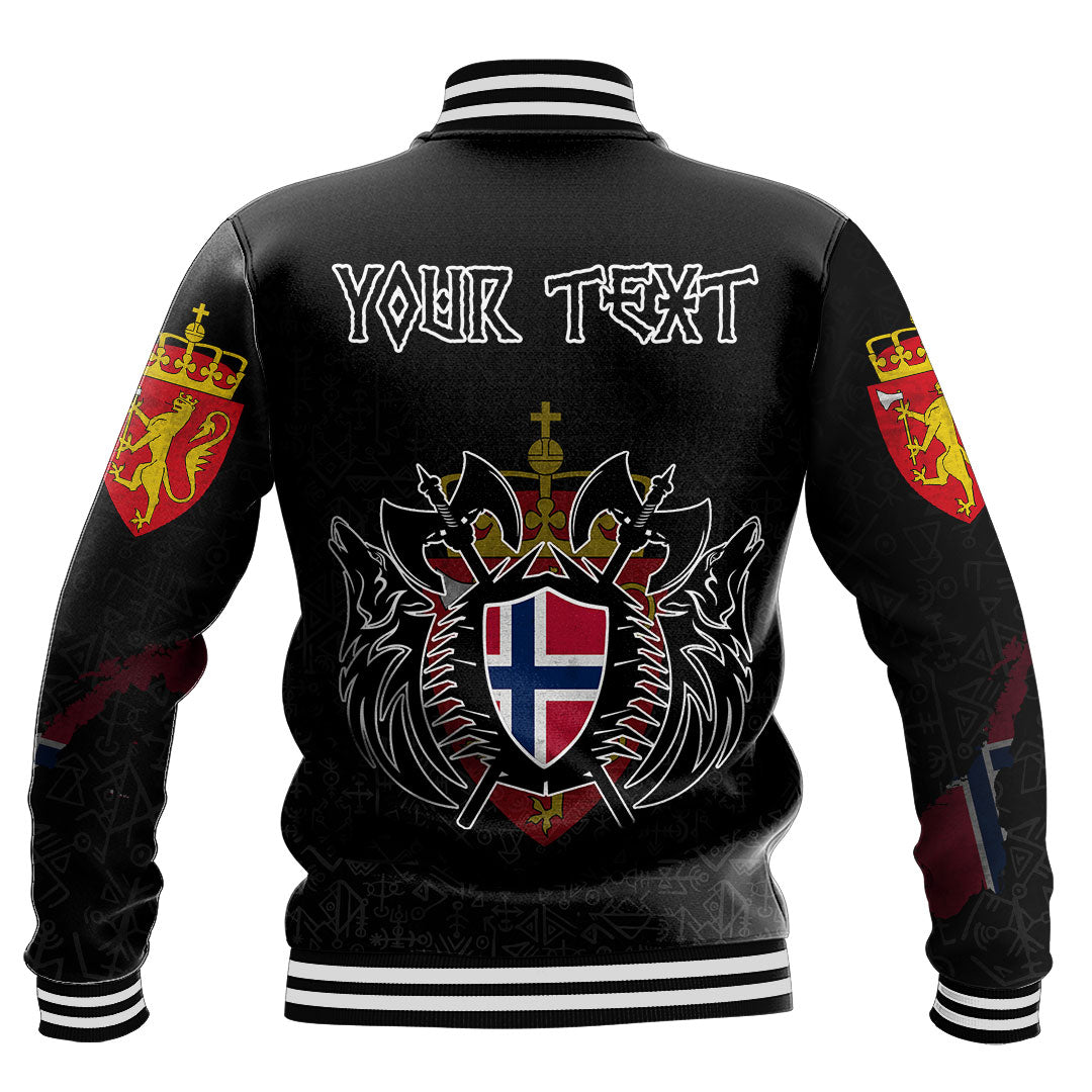 (Custom) Viking - Norway Flag and Map Baseball Jackets style Viking Geri and Freki RLT12 - Wonder Print Shop