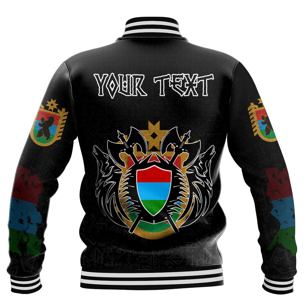 (Custom) Viking - Karelia Flag and Map Baseball Jackets style Viking Geri and Freki RLT12 - Wonder Print Shop
