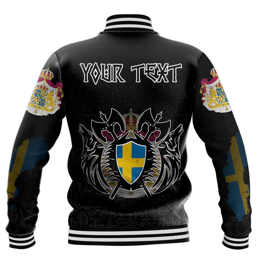 (Custom) Viking - Sweden Flag and Map Baseball Jackets style Viking Geri and Freki RLT12 - Wonder Print Shop