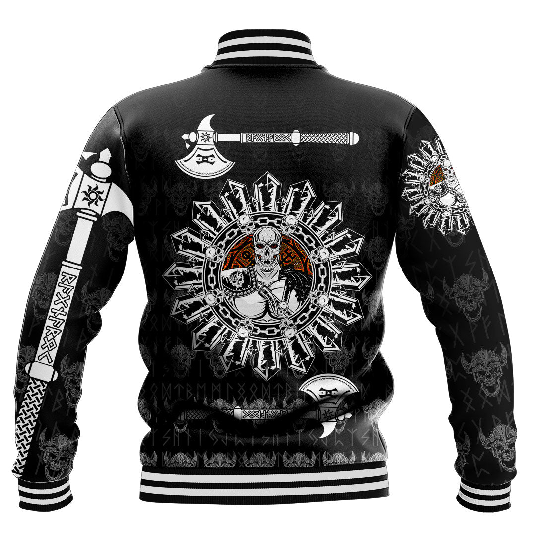 (Custom) Viking - Baseball Jacket Skull Warrior Dead Hero with Hammer RLT12 - Wonder Print Shop