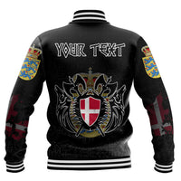 (Custom) Viking - Denmark Flag and Map Baseball Jacket style Viking Geri and Freki RLT12 - Wonder Print Shop
