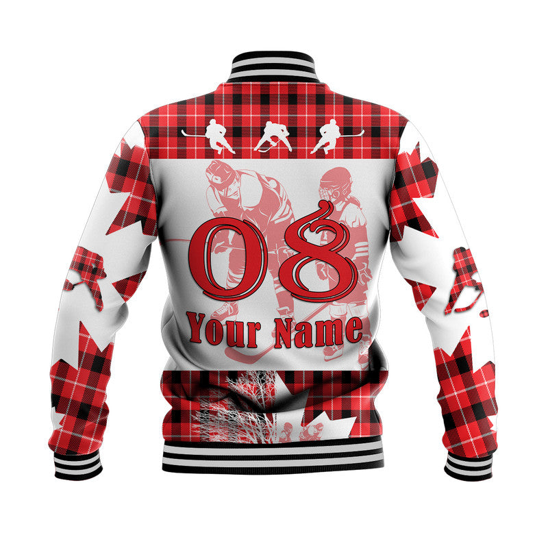 (Custom Personalised) Fathers Day - Canada Hockey Baseball Jacket - Maple Leaf Tartan LT9 - Wonder Print Shop