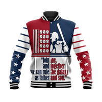 (Custom Personalised) Fathers Day - America Dad and Son Baseball Player Baseball Jacket - Mixed Blue and Red LT9 - Wonder Print Shop