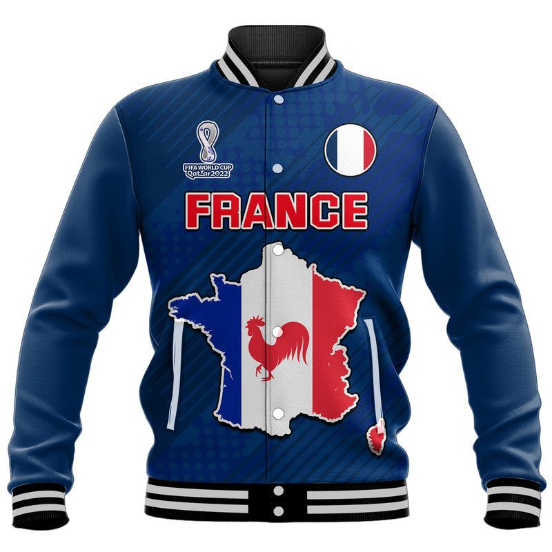 (Custom Personalised) France Football World Cup 2022 With Flag Map Baseball Jacket LT9 - Wonder Print Shop