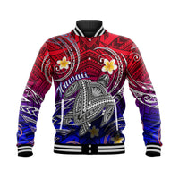 Custom Personalised Hawaii Baseball Jacket Hawaiian Turtle Plumeria Mixed Polynesian Style LT9 - Wonder Print Shop