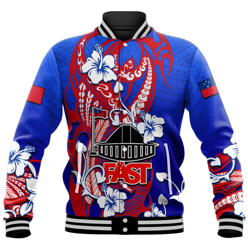 Special Samoa FAST Party Baseball Jacket Tribal Samoan Hibiscus Design LT9 - Wonder Print Shop