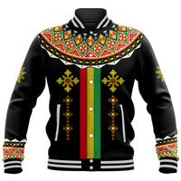 (Custom Personalised) Ethiopia Cross Baseball Jacket Geometric Ethnic LT9 - Wonder Print Shop