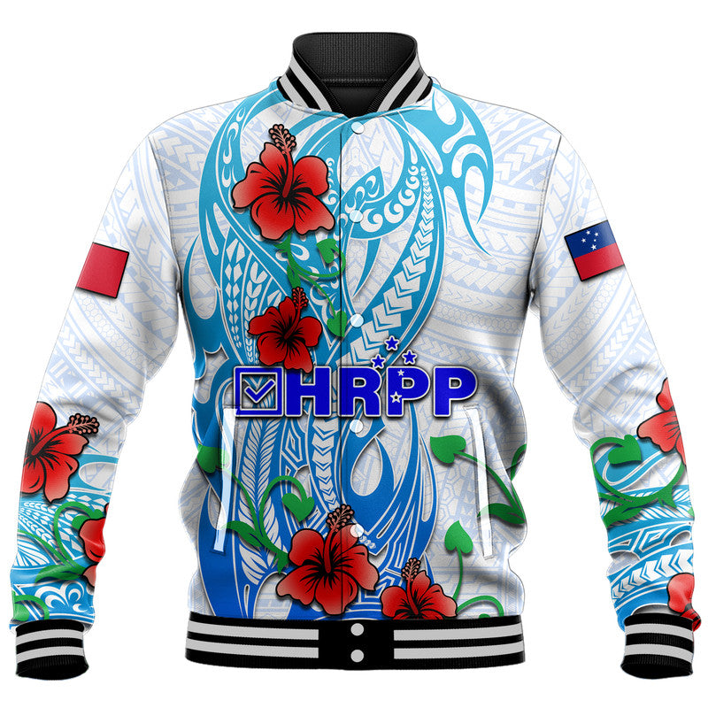 (Custom Personalised) Special Samoa HRPP Party Baseball Jacket Tribal Samoan Hibiscus Design LT9 - Wonder Print Shop