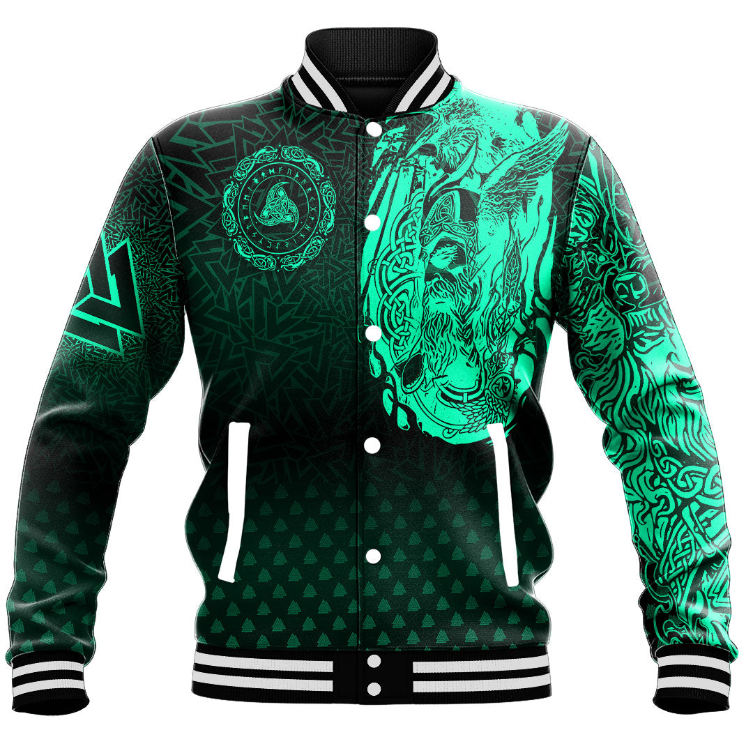 Viking Clothing Viking Odin Raven Tattoo Style Green Version Baseball Jackets RLT12 - Wonder Print Shop