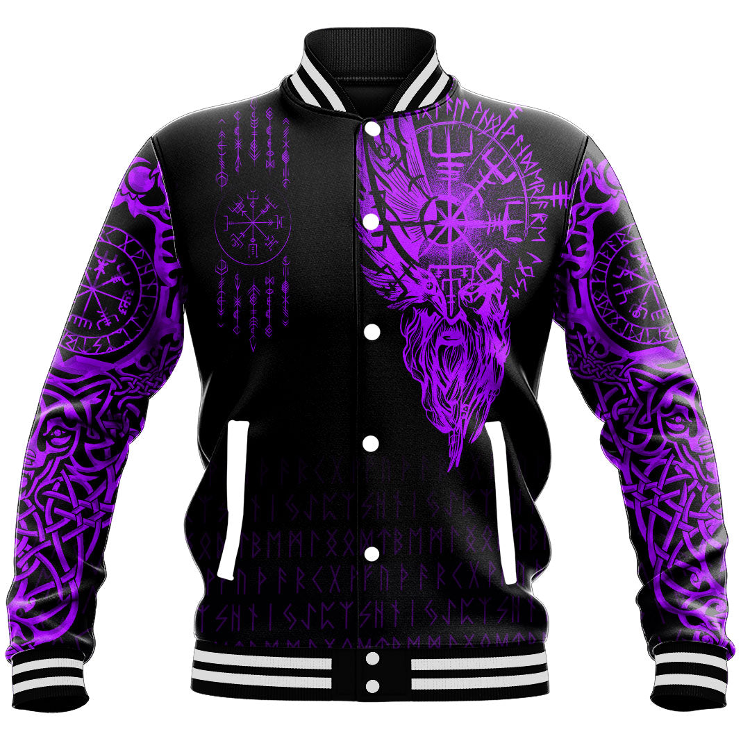 Viking Clothing Viking Compass Vegvisir Tattoo Purple Version Baseball Jackets RLT12 - Wonder Print Shop