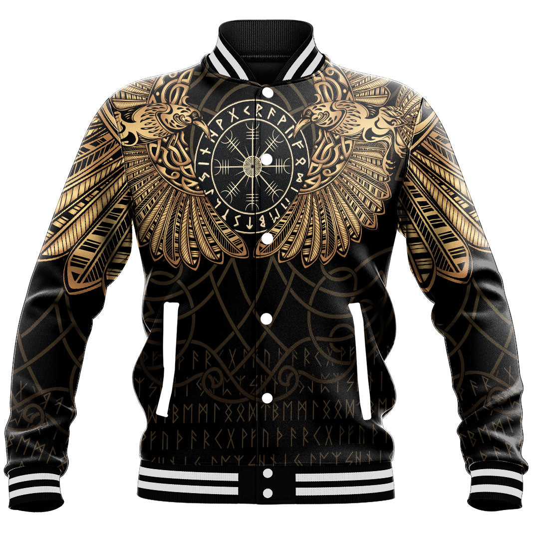 Viking Clothing Viking Odin's Celtic Two Ravens Gold Version Baseball Jackets RLT12 - Wonder Print Shop