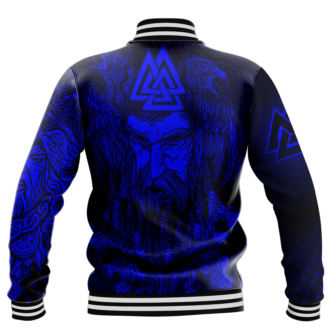 Viking Clothing Viking Odin Raven Tattoo Style Blue Version Baseball Jackets RLT12 - Wonder Print Shop