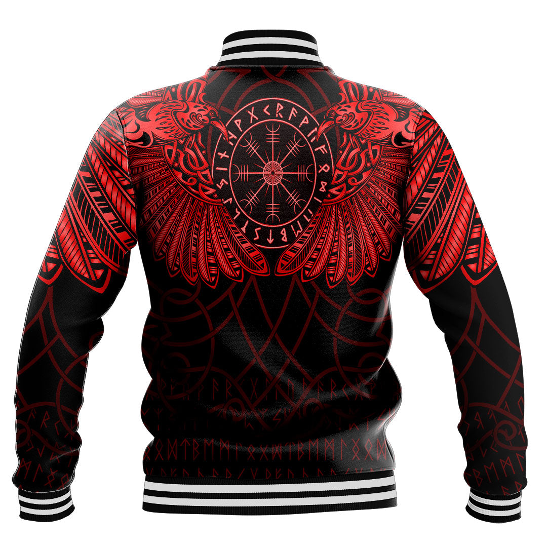 Viking Clothing Viking Odin's Celtic Two Ravens Red Version Baseball Jackets RLT12 - Wonder Print Shop