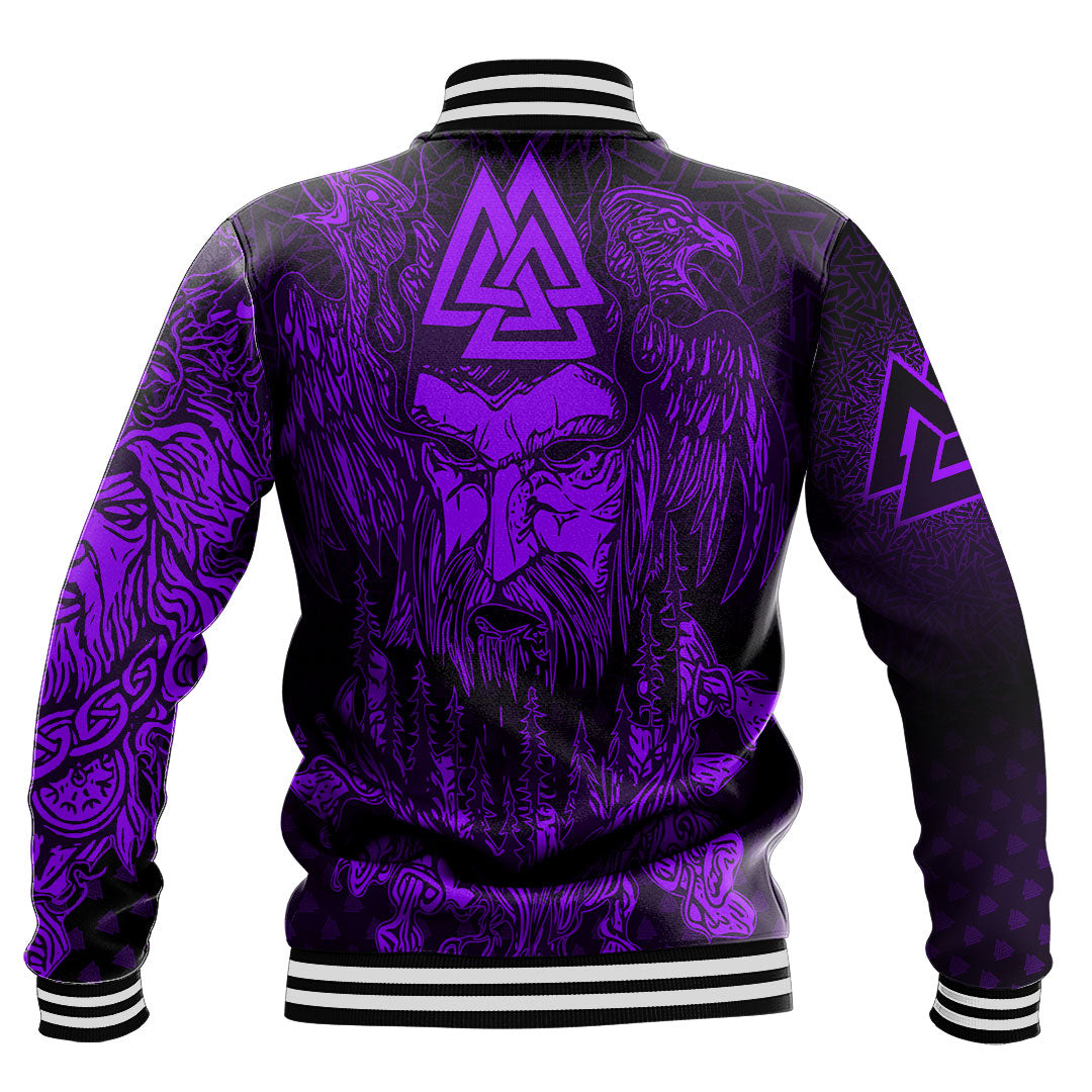 Viking Clothing Viking Odin Raven Tattoo Style Purple Version Baseball Jackets RLT12 - Wonder Print Shop