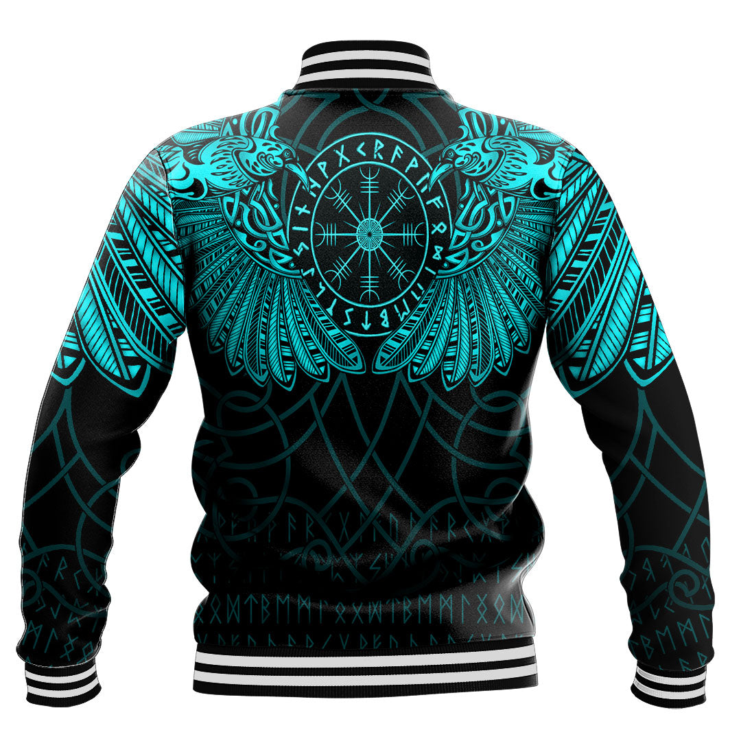 Viking Clothing Viking Odin's Celtic Two Ravens Cyan Version Baseball Jackets RLT12 - Wonder Print Shop