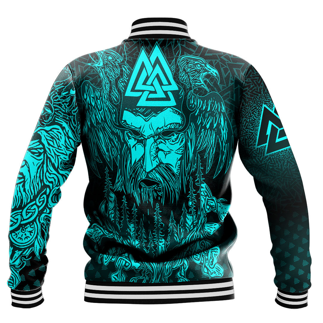 Viking Clothing Viking Odin Raven Tattoo Style Cyan Version Baseball Jackets RLT12 - Wonder Print Shop