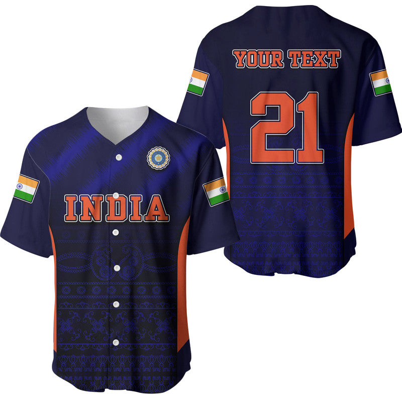 (Custom Personalised) India National Cricket Team Baseball Jersey Men In Blue Sports Style LT9 - Wonder Print Shop