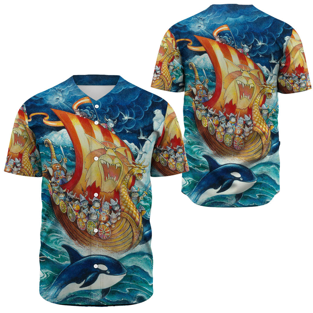 Viking Clothing Vikings Cat Drakkar Warship Baseball Jersey RLT12 - Wonder Print Shop