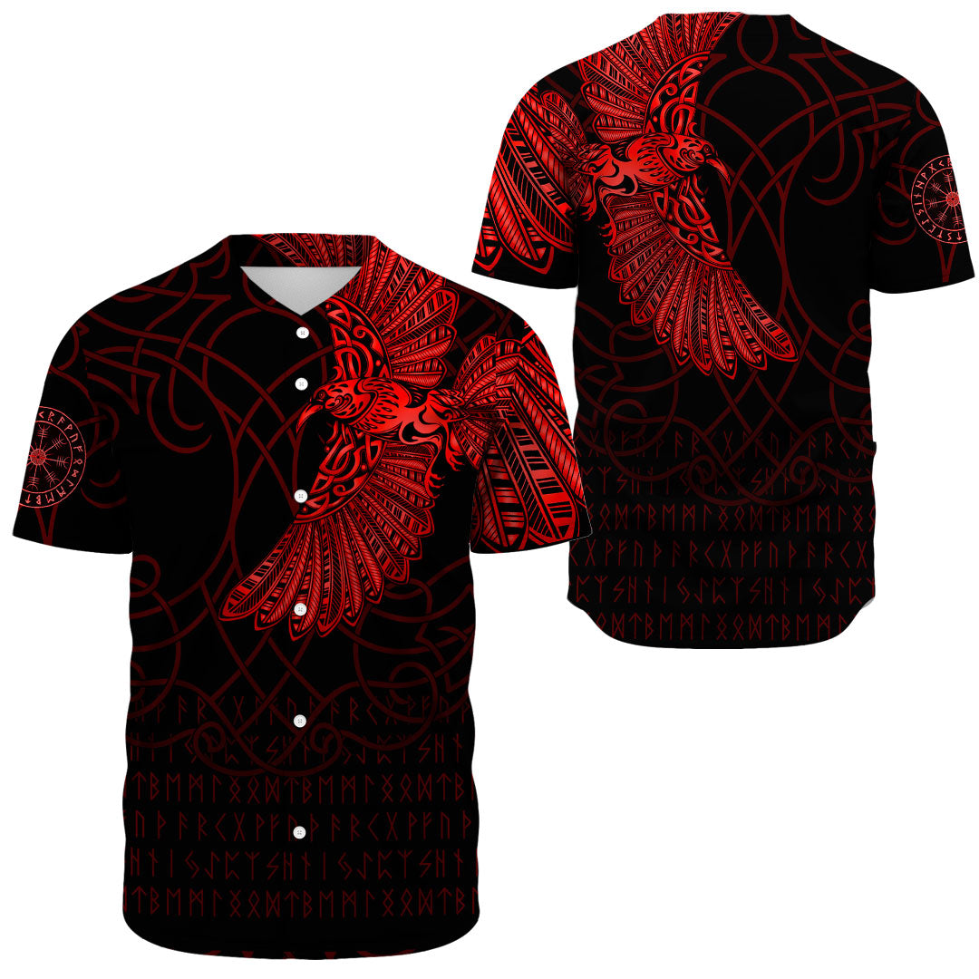 Viking Clothing Viking Odins Raven Tattoo Red Version Baseball Jersey RLT12 - Wonder Print Shop