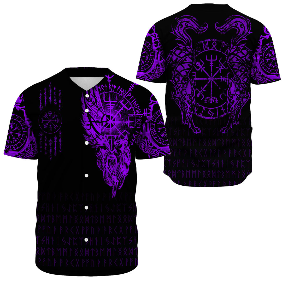 Viking Clothing Viking Compass Vegvisir Tattoo Purple Version Baseball Jersey RLT12 - Wonder Print Shop