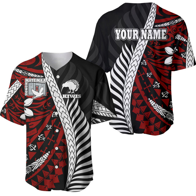 Custom Personalised Mate Ma'a Tonga Mixed Aotearoa Kiwis Rugby Baseball Jersey Silver Fern Mixed Polynesian Style LT9 - Wonder Print Shop