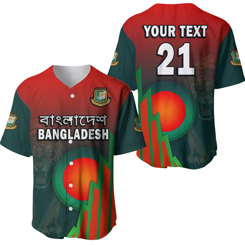 (Custom Personalised) Bangladesh Bangla Tigers Cricket Baseball Jersey Tigers and Bangladesh Flag LT9 - Wonder Print Shop