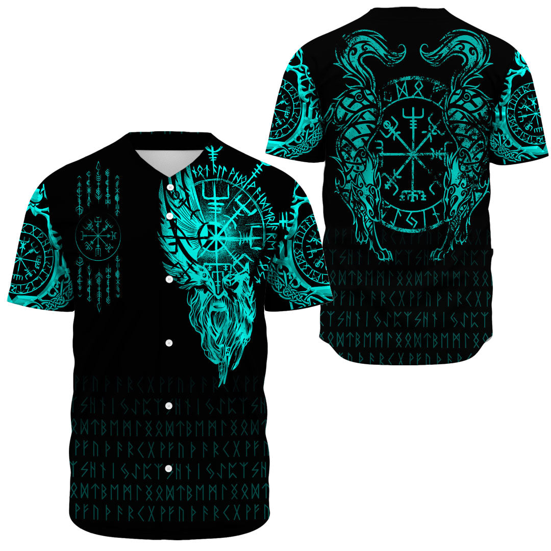 Viking Clothing Viking Compass Vegvisir Tattoo Cyan Version Baseball Jersey RLT12 - Wonder Print Shop
