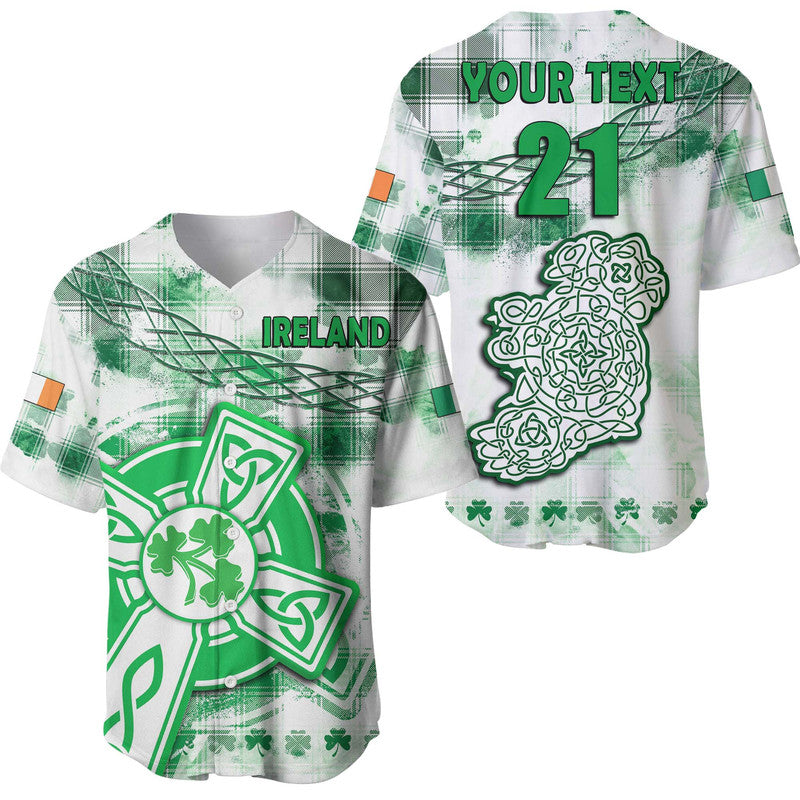 (Custom Personalised And Number) Ireland Cross Cricket Team Baseball Jersey Celtic Irish Green Pattern Unique LT9 - Wonder Print Shop