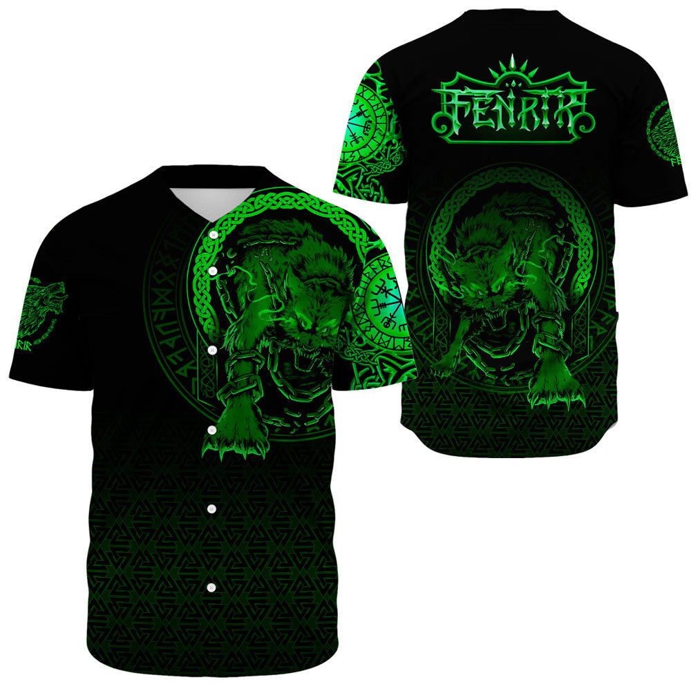 Viking Clothing Viking Fenrir Norse 3D Green Baseball Jersey RLT12 - Wonder Print Shop