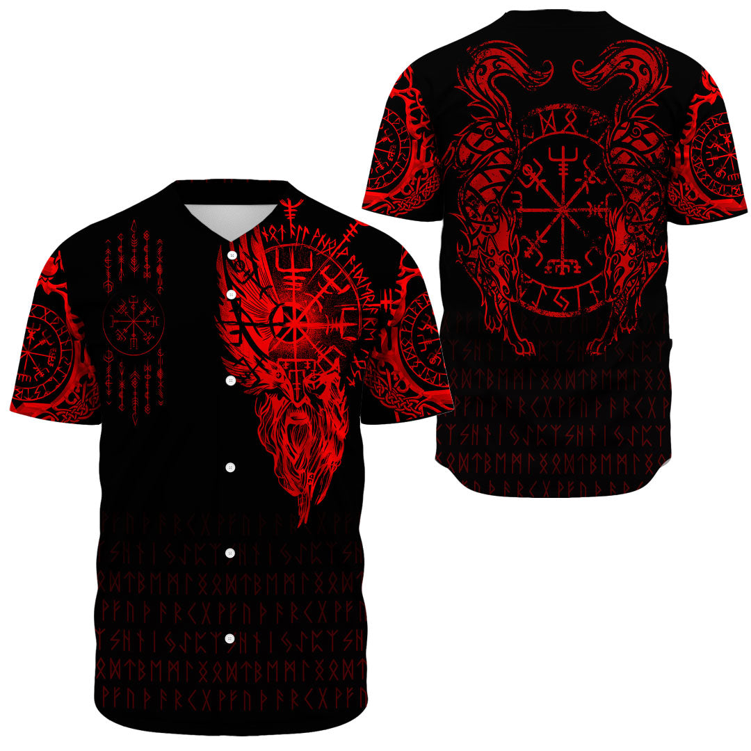 Viking Clothing Viking Compass Vegvisir Tattoo Red Version Baseball Jersey RLT12 - Wonder Print Shop