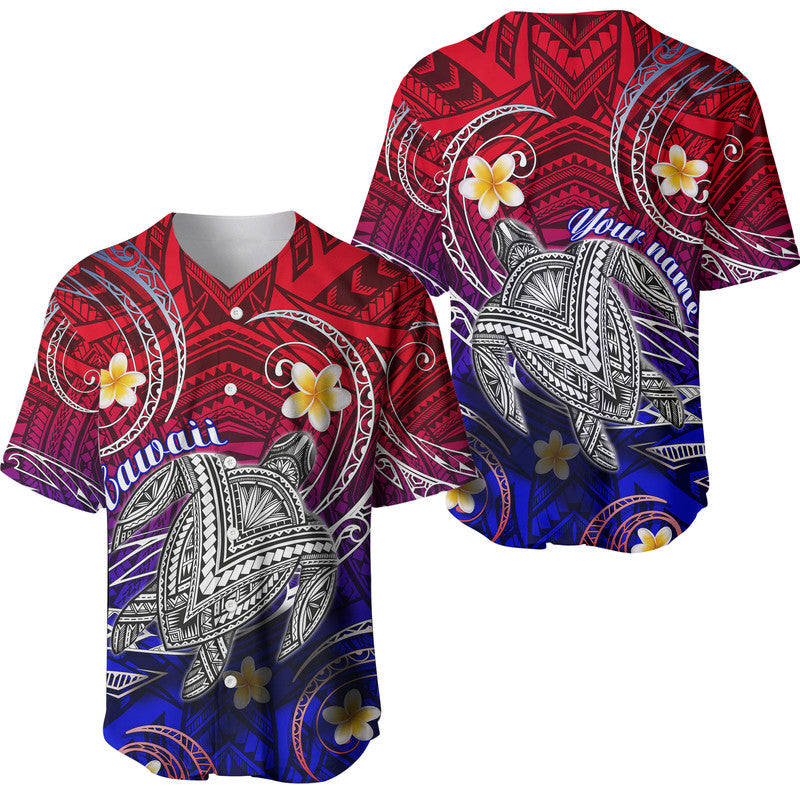 Custom Personalised Hawaii Baseball Jersey Hawaiian Turtle Plumeria Mixed Polynesian Style LT9 - Wonder Print Shop