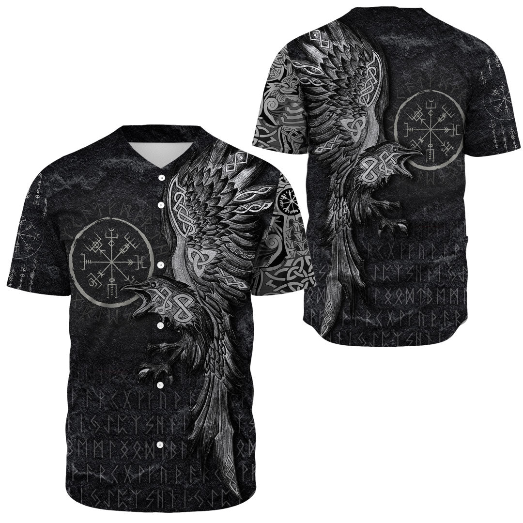 Viking Clothing Vegvisir With Raven Viking Compass Baseball Jersey RLT12 - Wonder Print Shop