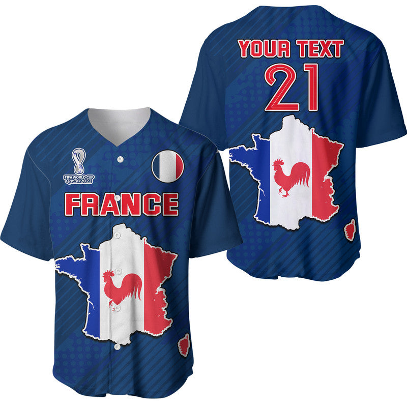 (Custom Personalised) France Football World Cup 2022 With Flag Map Baseball Jersey LT9 - Wonder Print Shop