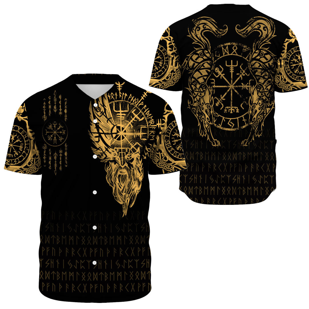 Viking Clothing Viking Compass Vegvisir Tattoo Gold Version Baseball Jersey RLT12 - Wonder Print Shop