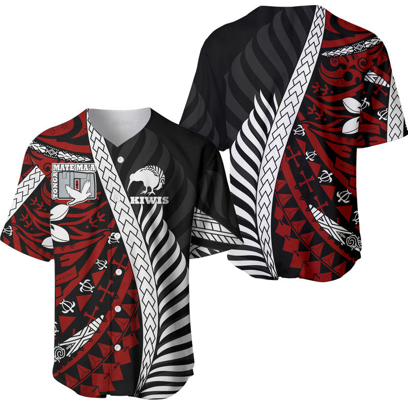 Mate Ma'a Tonga Mixed Aotearoa Kiwis Rugby Baseball Jersey Silver Fern Mixed Polynesian Style LT9 - Wonder Print Shop