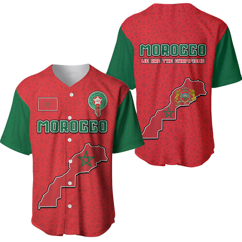 Morocco Football Mixed Flag Map Style Baseball Jersey LT9 - Wonder Print Shop