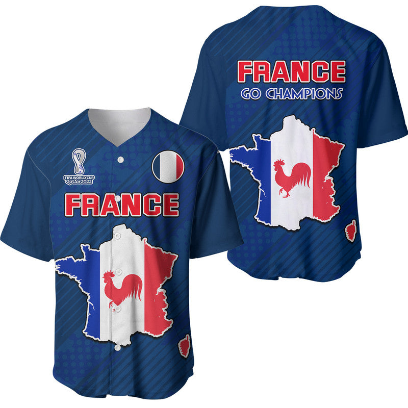 France Football World Cup 2022 With Flag Map Baseball Jersey LT9 - Wonder Print Shop
